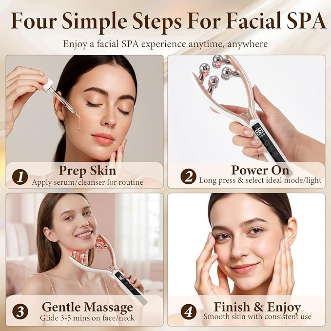 Face Massager Tool with Red Light, Face Sculpting Tool & Facial Roller for Women, Rechargeable Jawline Shaper and Neck Massager, Face Slimmer Beauty Device for Face Neck Portable Skin Care Tool