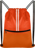 Drawstring Backpack Large Sports Draw String Bag for Women and Men (Orange)