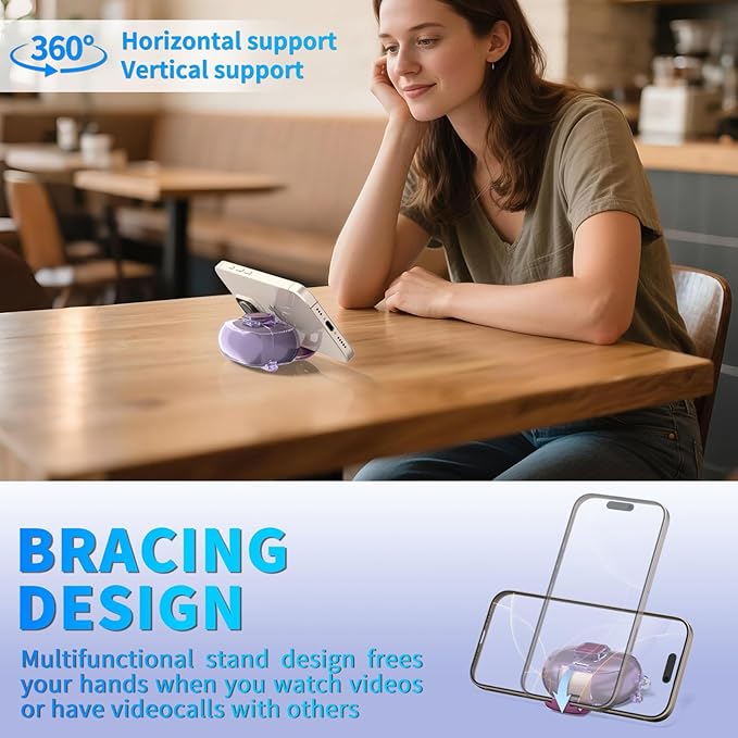 for Bose Ultra Open Earbuds Case with Secure Lock & Phone Stand, Soft TPU Shockproof Protective Clear Case for Bose Open Ear Earbuds Accessories with Cleaning Pen & Keychain (Clear Purple)