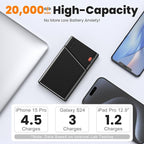 Aaoyun Portable Charger Power Bank, 22.5W PD Fast Charging Powerbank with Built-in USB C Cable, Slim External Phone Battery Pack for iPhone 17/16/15 Samsung S24 Android etc (Black-20000mah)
