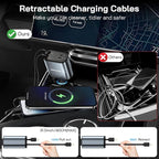 [2 Pack] Retractable Car Charger 4 in 1 Fast Car Phone Charger 69W, USB C Car Truck Accessories Adapter with 2X Retractable Phone Charger Cords and USB Port for i Phone 16/15/14/13,for Samsung S25/S24