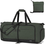 Lekesky Foldable Travel Duffel Bag for Women, 80L Large Duffle Bag with Separate Shoes Compartments & Straps, Carry On Weekend Bag for Women, Hospital, Overnight(Green)
