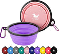 Collapsible Dog Bowls for Travel, 2-Pack Dog Portable Water Bowl for Dogs Cats Pet Foldable Feeding Watering Dish for Traveling Camping with Carabiners, BPA Free (Purple&Pink, Medium (Pack of 2))
