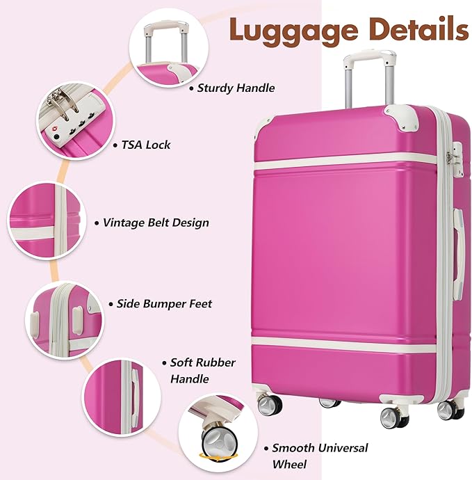 Merax Luggage Sets 28 Inch Suitcase with TSA Lock Hardshell Carry On Luggage with Duffel Bag