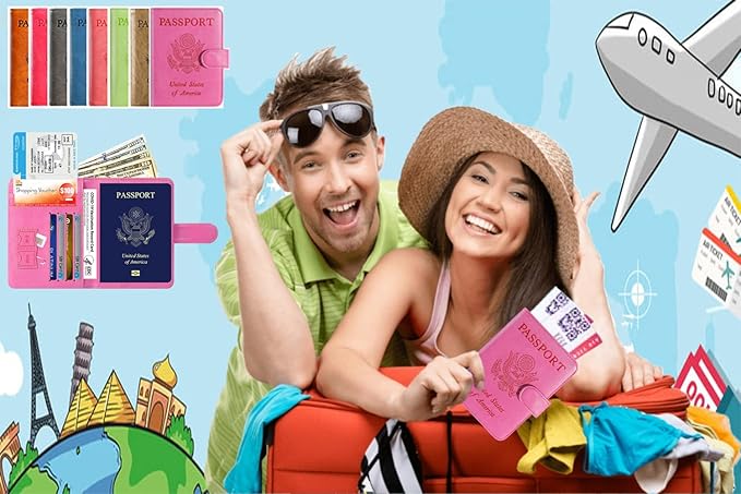 Passport Holder Cover Wallet RFID Blocking Leather Card Case Travel Accessories for Women Men (Atrovirens)