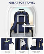 LOVEVOOK Laptop Backpack Purse for Women, Work Business Travel Computer Bags, College Nurse Backpack for Womens, Quilted Casual Daypack with USB Port, Fit 15.6 Inch Laptop, Navy