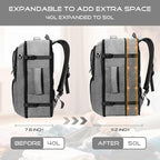Travel Backpack for Men, Expanable Carry on Backpack, TSA 17.3 inch Laptop Bag Flight Approved, Lightweight Business Luggage Bag, Travel Gifts for Men Women, Grey