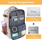 Taygeer Backpack for Women, College Backpack with Laptop Compartment & Shoe Pouch, 40l Travel Laptop Mochila Carry On Luggage, Airline Approved Personal Item Bag for Weekender Gym Hiking, Khaki White