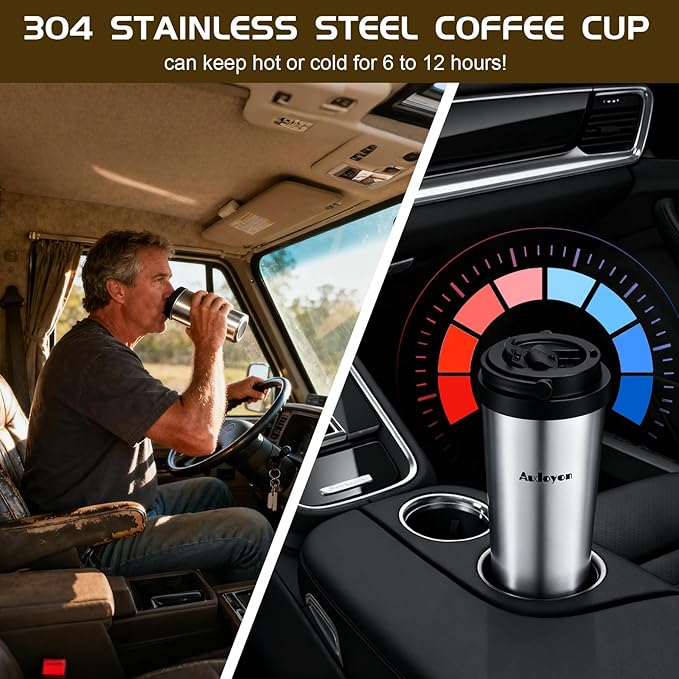 Portable Rapid Coffee Maker – 2-6 Min Quick Brew Electric Coffee & Tea Infuser Makes Smooth, Low-Acid Coffee, 16oz Stainless Steel Travel Cup for Camping, Office, Hiking, Beach, Hotel, RV