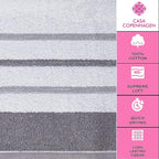 CASA COPENHAGEN White Bay 6Pcs 100% Egyptian Cotton Large Designer Towels Gift Set- White - Dark Grey, 600GSM, 2Bath 2Hand 2Washcloths, Bath Towels for Bathroom Set for Women & Men