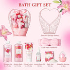 Mothers Day Gifts for Mom Gifts Basket Christmas Gifts for Women Spa Set Lily & Peony Home Spa Set, Beauty Personal Care Set Jojoba Oil, Spa Self Care Kit, Bath Body For Thank You, Birthday
