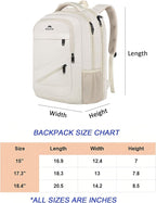 MATEIN Extra Large Backpack for Women, 18 Inch TSA College Backpack with Multiple Compartments & Anti Theft Pocket, 50 L Fashion Work Computer Carryon for Business, Cream Beige