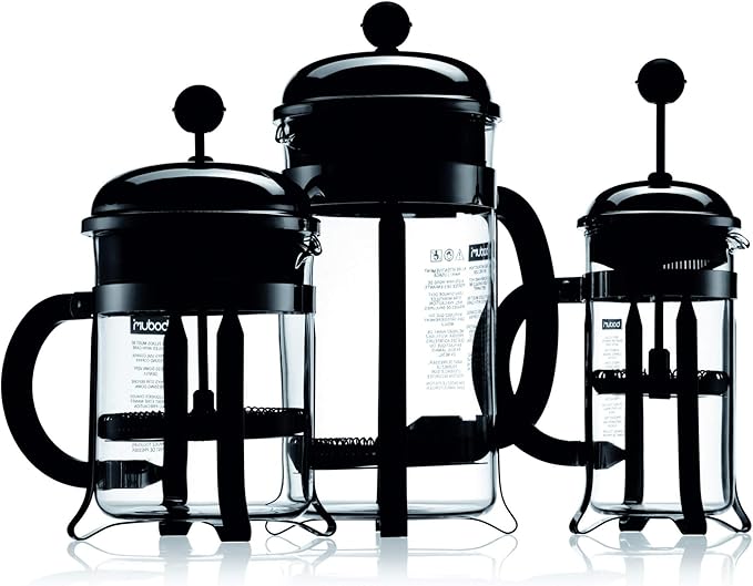 Bodum 12oz Chambord French Press Coffee Maker, High-Heat Borosilicate Glass, Polished Stainless Steel – Made in Portugal