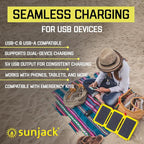 SunJack 25 Watt Foldable IP67 Waterproof ETFE Monocrystalline Solar Panel + 2X 10000mAh Power Banks with USB-A and USB-C for Cell Phones, Tablets and Portable for Backpacking, Camping, Hiking