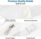Veckle Clear Fanny Pack Stadium Approved - Plus Size 35-51 Inch Adjustable Strap Transparent Belt Bag for Women Fits 7.5" Smartphone, Clear Bag for Stadium Events Concerts, 2-Pack, 1 Black & 1 White