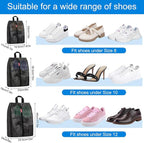 SelfTek Travel Shoe Bags, 3 Pack 3 Size Waterproof Shoe Bags for Travel with Double-Sided Zippers, Portable Shoe Storage Organizer for packing for Men, Women & Kids - Ideal Family Travel Accessories