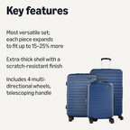 Amazon Basics 3-Piece Hardside Expandable Luggage Set (21" Carry-On, 26", 30"), Spinner Suitcases with Multi-directional Wheels, Scratch-Resistant Surface, Navy Blue