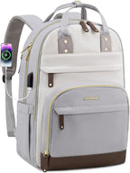 LOVEVOOK Backpack for Women,Laptop Backpack Women,Fits 15.6 Inch Laptop Bag,Fashion Travel Work Anti-theft Bag,Waterproof Business Computer College Teacher Backpack Purse Daypack, Light Grey-Beige
