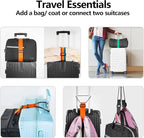 BILIONE Add a Bag Luggage Straps 2 Pack, Adjustable Bungee Elastic Belt to Connect Two Suitcases, Secure Carry On & Travel Essentials (Rainbow)