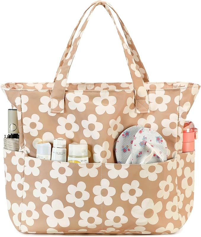 Bluboon Waterproof Beach Tote Pool Bags for Women Ladies Extra Large Carry On Bag With Wet Compartment for Weekender Travel
