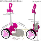 Rolling Backpack Cart, Foldable Aluminum Trolley with 3-Height Adjustable Handle, Lightweight All-Terrain Backpack Carrier for Travel, Commuting & Daily Use – Rose Pink, Quiet Large Wheels