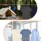 Retractable Clothesline Outdoor Indoor, Portable Travel Clothes Line Heavy Duty Ratchet Pulley with Carabiners, 19FT Laundry Drying Lines for Camping, Cruise, Backyard, Balcony, Dormitory