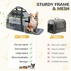 Lekereise Top-Expandable Pet Carrier 18x11x11Inch Delta American United Airline Approved Soft Sided Underseat to 15lbs Travel Carriers for Small Dogs Cats with Locking Safety Zippers Anti-Scratch Mesh