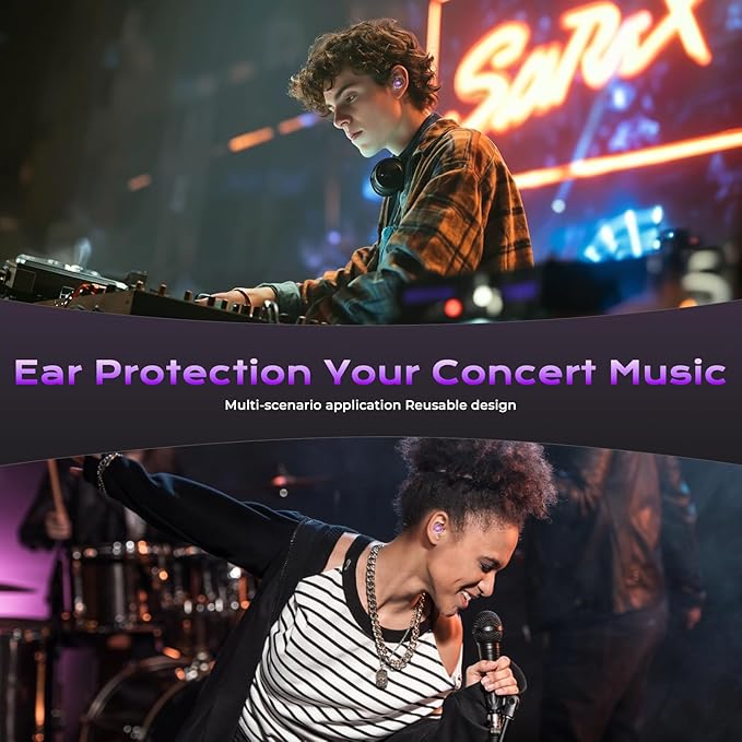 Yawsoy Concert Ear Plugs, 2 Pairs High Fidelity Ear Plugs with Acoustic Filter, Noise Reduction for Musicians