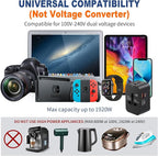 Travel Adapter USB C, Universal All in One Worldwide Travel Adapter Fast Charge GaN PD3.0 Type C USB-A Quick Charging Ports Power Converters Wall Charger AC Power Plug Adapter for USA EU UK AUS Black