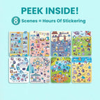 Penguin 300+ Kids Sticker Book by Cupkin Toddler Airplane Travel Coloring and Sticker Book, Road Trip Essentials, 8 Coloring Pages 8 Side by Side Scenes for Ages 2–8 Years