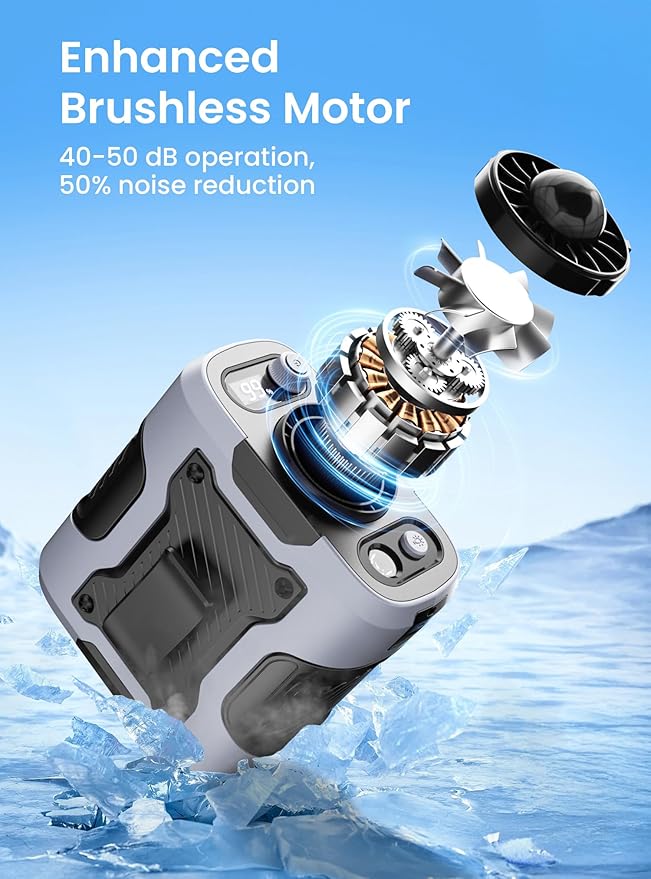 Koonie Portable Waist Clip Fan, Wearable Belt Personal Device with 100 Levels Speeds, Rechargeable Battery Supports 24H Working Time, Cool Clip Fan Under Shirt for Outdoor Work Camping Travel