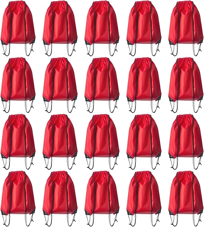 Drawstring Backpack Bulk 20 Pcs Draw String Backpack Bags DIY Gym Sports Traveling Yoga Cinch Bag Sackpack Drawstring (Red)