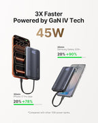 INIU 3-in-1 Portable Charger, 45W 10000mAh Fast Charging Power Bank, Built-in USB C Cable & Foldable Wall Plug, Travel Essentials, Battery Pack for iPhone 17 16 15 Series, Samsung, MacBook, etc. Pink