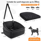 NEEZUKAR Dog Car Seat for Small Medium Dogs,Detachable Washable Dog Booster Seat Under 30lbs, Pet Car Seat Travel Bed with Storage Pockets and Dog Safety Belt (Black)