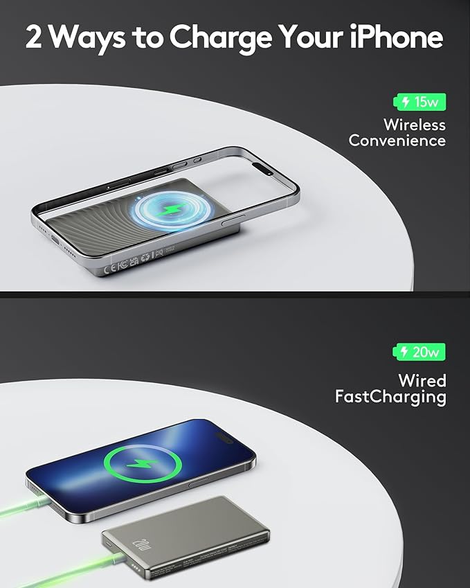 for Magsafe Battery Pack, 10000mAh Slim Wireless Magnetic Power Bank with USB C Charging, Travel Essential for Magsafe Portable Charger Compatible with iPhone 17/16/15/14/13/12 Serie