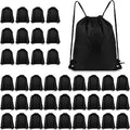 COIDEA Drawstring Backpack 40Pcs Drawstring Bags, Draw String Back Bag Drawstring Bags Bulk for Sports, Gym, Travel, Swimming, Beach (Black)