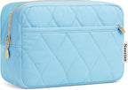 Noozion Makeup Bag Travel Toiletry Bag, Puffy Padded Cosmetic Bag for Women, Makeup Organizer Case, Wide-open Pouch Purse, Travel Essentials