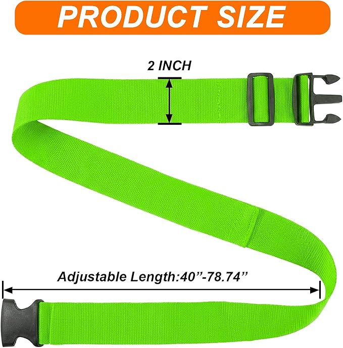 4 Pack Adjustable Luggage Straps for Suitcases – Secure Lock Travel Belts, 40''–78'' Fit, Easy Luggage Identification (Green)