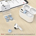 3 Pairs Replacement Ear Tips for AirPods Pro 1st & 2nd Generation with Noise Reduction Hole, Silicone Ear Tips for AirPods Pro with Portable Storage Box and Fits in Charging Case(Medium, Light Blue)