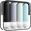 Quatish Travel Bottles for Toiletries, Original Patented Leak Proof Travel Size Toiletries, 3 oz Tsa Approved Silicone Shampoo and Conditioner Bottles, Travel Essentials, 4 Pack, Grey