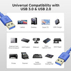 Cable Matters 5Gbps USB 3.0 Cable - 6ft, Male to Male USBA to USBA Cable, USB Cord, Blue