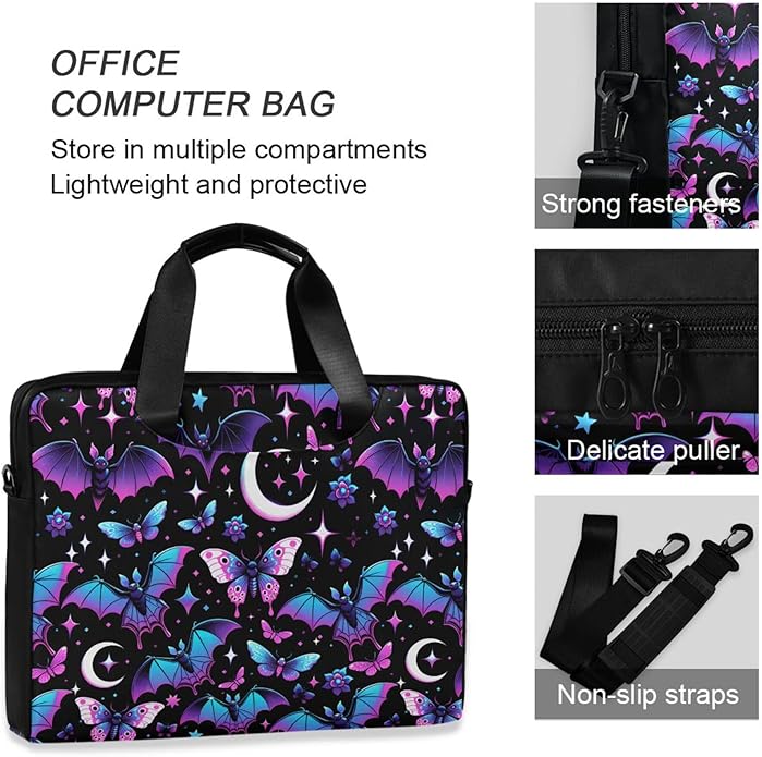 MNSRUU Laptop Bag for 15.6 inch Black Gothic Bats