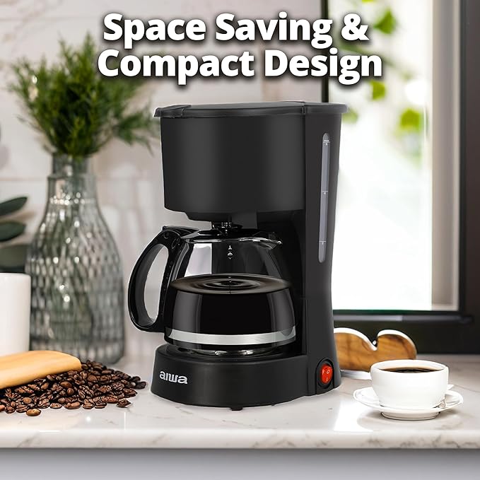 Aiwa 22 fl. oz. Compact Coffee Maker with Reusable Filter and Indicator Light