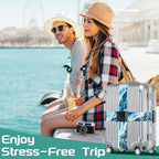 Slohif Luggage Straps for Suitcases Travel Belt Accessories Luggage Connector Identifiers Over Handle with Buckle Unique Nylon Adjustable Strap for Sleeping Bag Car Seat Sea Wave (2 Pack)
