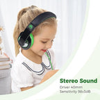rockpapa Comfort Kids Headphones for School, Lightweight Foldable Portable Childs Boys Girls Teens Headphones Wired 3.5mm with 4.9ft Cord for Travel Airplane Tablet Phone Pad Laptop Black/Green