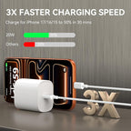 Phone 17 16 15 Charger Fast Charging,10 FT Long Braided USB C Charger Cord with 20W Type C Fast Phone Charging Block forPhone 17/17 Pro/17 Pro max/Air/Phone 16 15 Pro Max Plus, iPad,Android,Gray-White