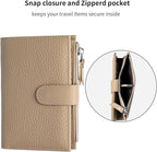Passport wallet and Card Slot Combo RFID Blocking Slim Leather Travel Passport Wallet for Men and Women with Zippered Coins Pocket Passport holder, Grey
