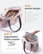 LOVEVOOK Tote Bag for Women, Puffy Work Tote with Large Cup Holder, Quilted Laptop Bag Travel Tote Shoulder Bag Handbag