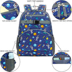 FlowFly Kids Backpack for Toddler Boys Girls, Simple Lightweight Bookbag for Daycare Kindergarten Elementary School Travel, Small Modern Bag (Large, Astronaut)