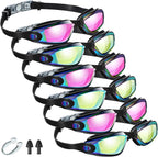 Flutesan 6 Pack Swim Goggles for Adult Anti Fog Swimming Glasses with Ear Plugs Nose Clip No Leaking Full Protection Goggles